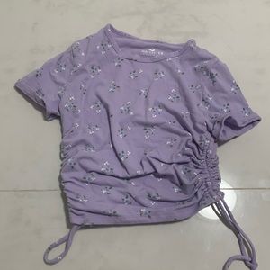 Purple Floral Print Crop Top